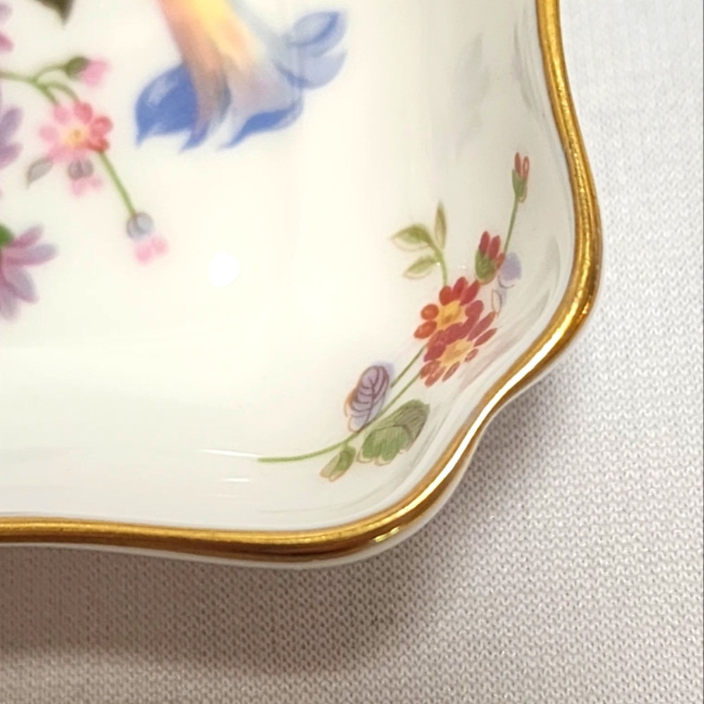 Royal Crown Derby Bone China Floral Ring Dish with Gold Accents - Picture 8 of 10